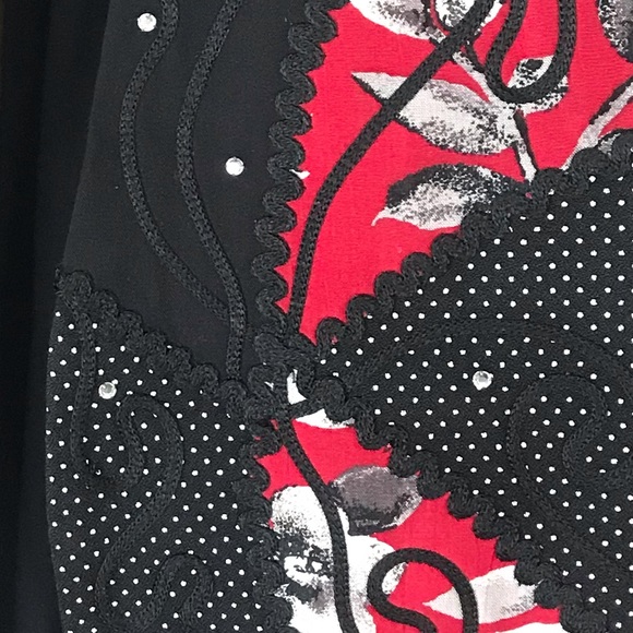 Vintage Ric Rac D Frank floral red & black Vest! - Picture 5 of 11